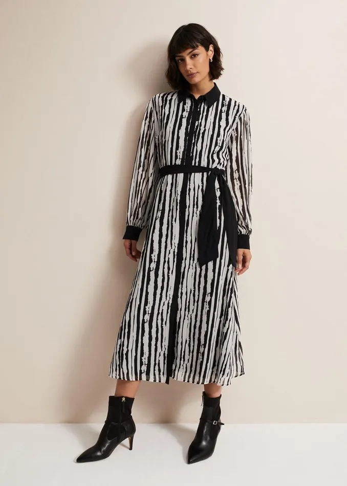 Phase Eight Dresses Serena Striped Midi Dress Blackivory 8211 Women