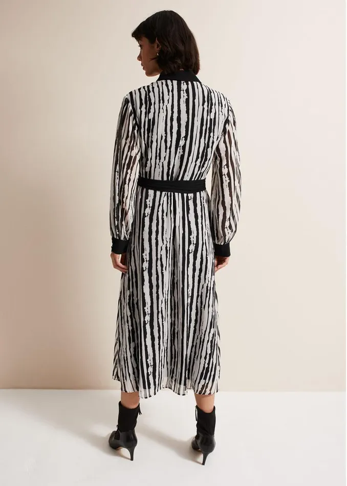 Phase Eight Dresses Serena Striped Midi Dress Blackivory 8211 Women