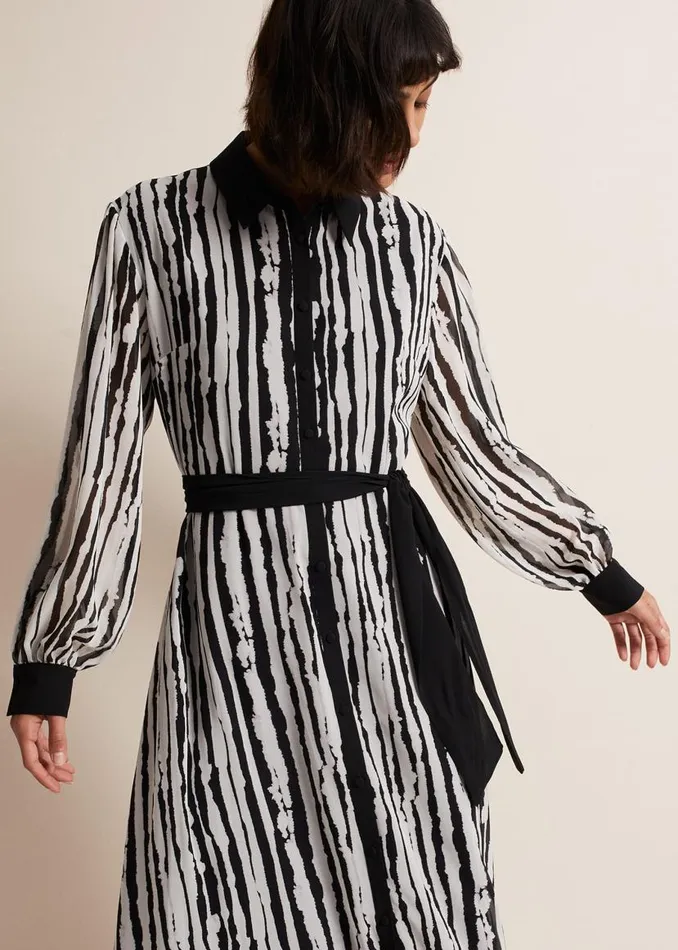 Phase Eight Dresses Serena Striped Midi Dress Blackivory 8211 Women