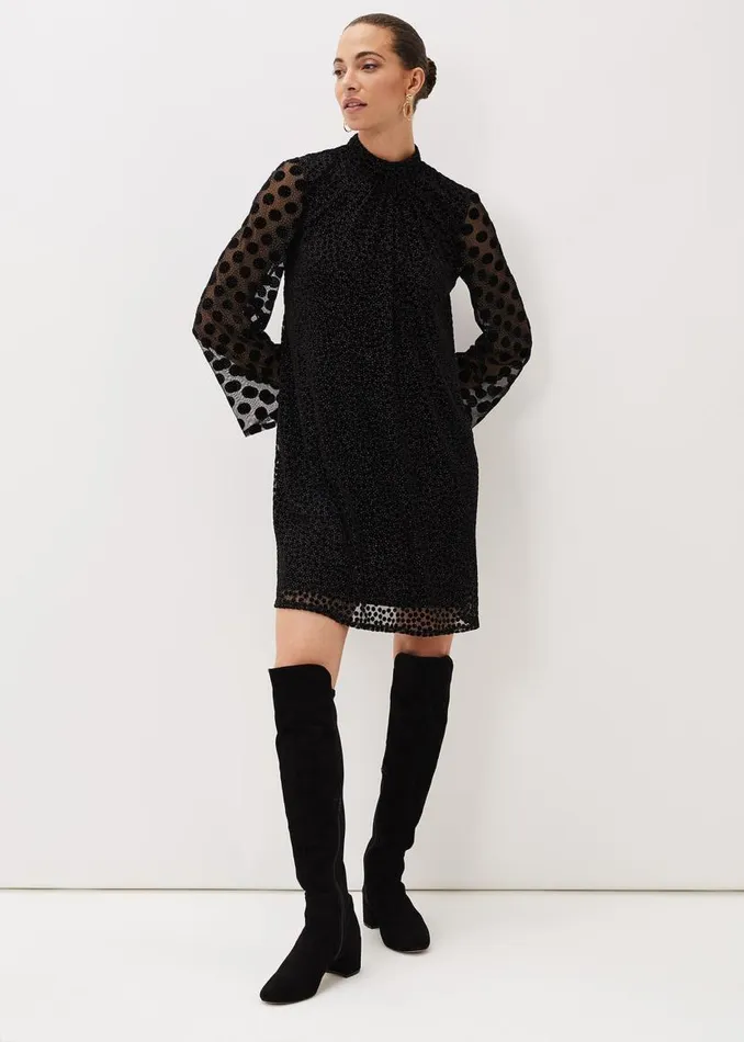 Phase Eight Dresses Sevina Spot Tunic Dress Black 8211 Women