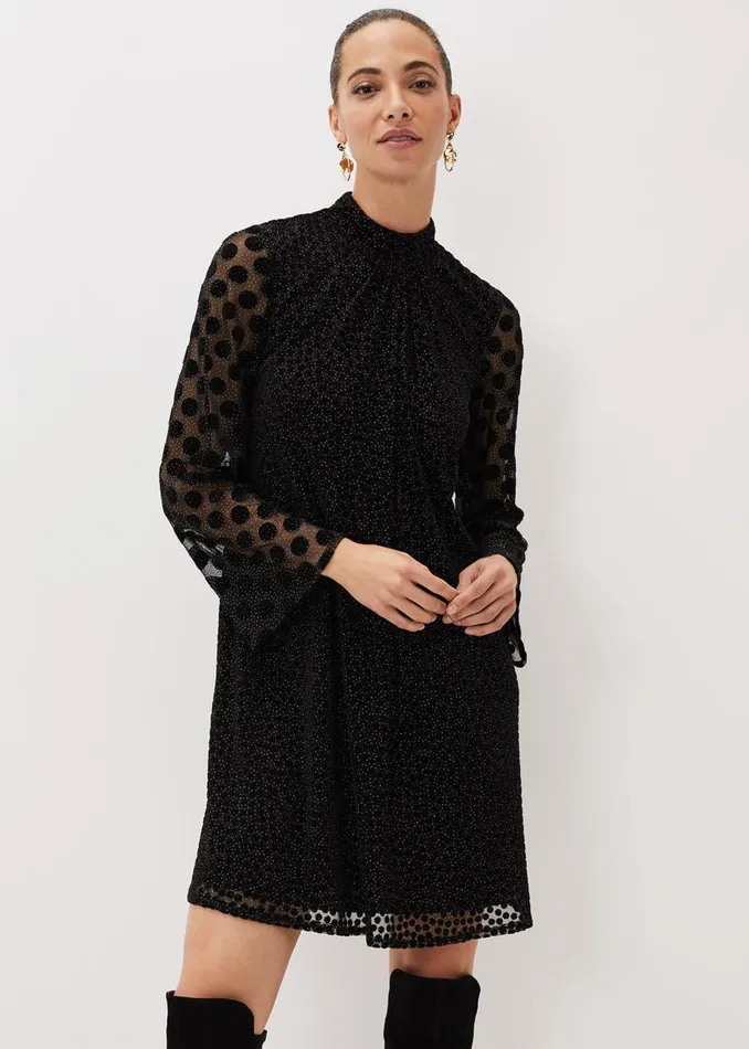 Phase Eight Dresses Sevina Spot Tunic Dress Black 8211 Women