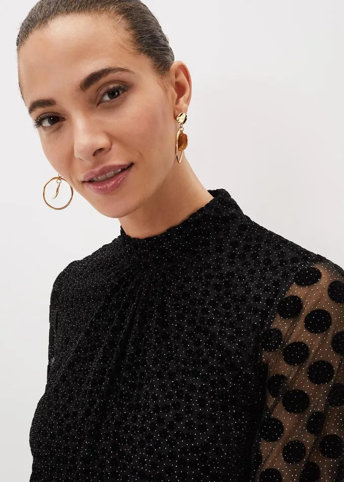 Phase Eight Dresses Sevina Spot Tunic Dress Black 8211 Women