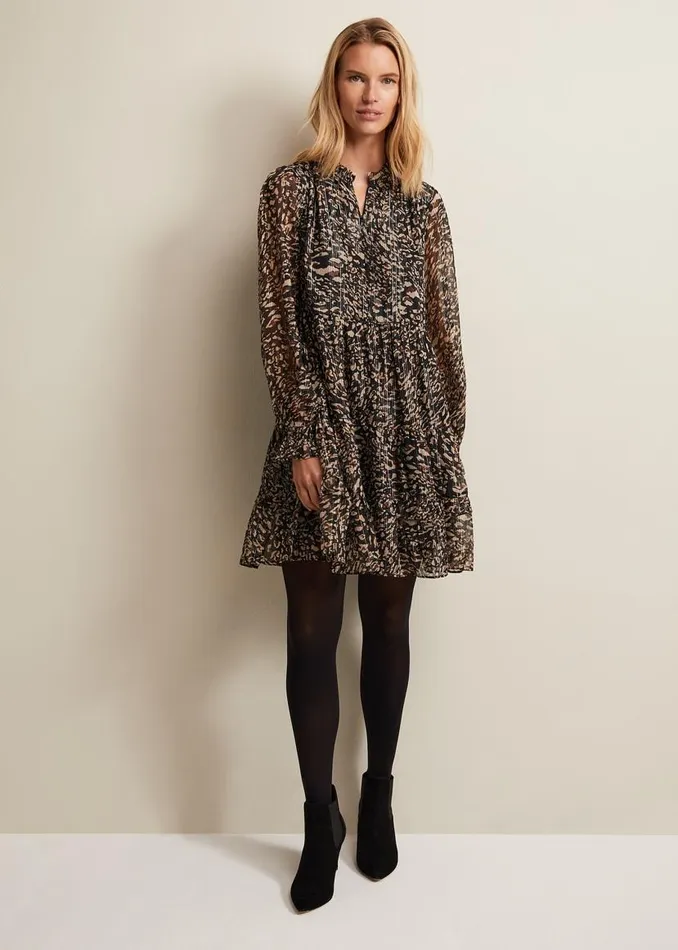Phase Eight Dresses Shreya Leopard Swing Mini Dress Neutral 8211 Women