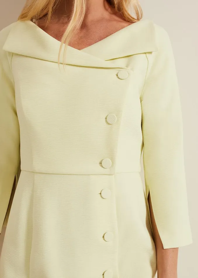 Phase Eight Dresses Sienna Tux Button Midi Dress Pale Yellow 8211 Women