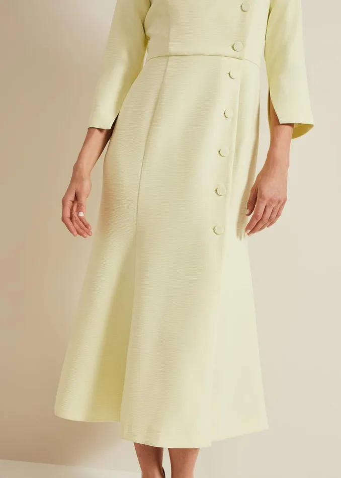 Phase Eight Dresses Sienna Tux Button Midi Dress Pale Yellow 8211 Women
