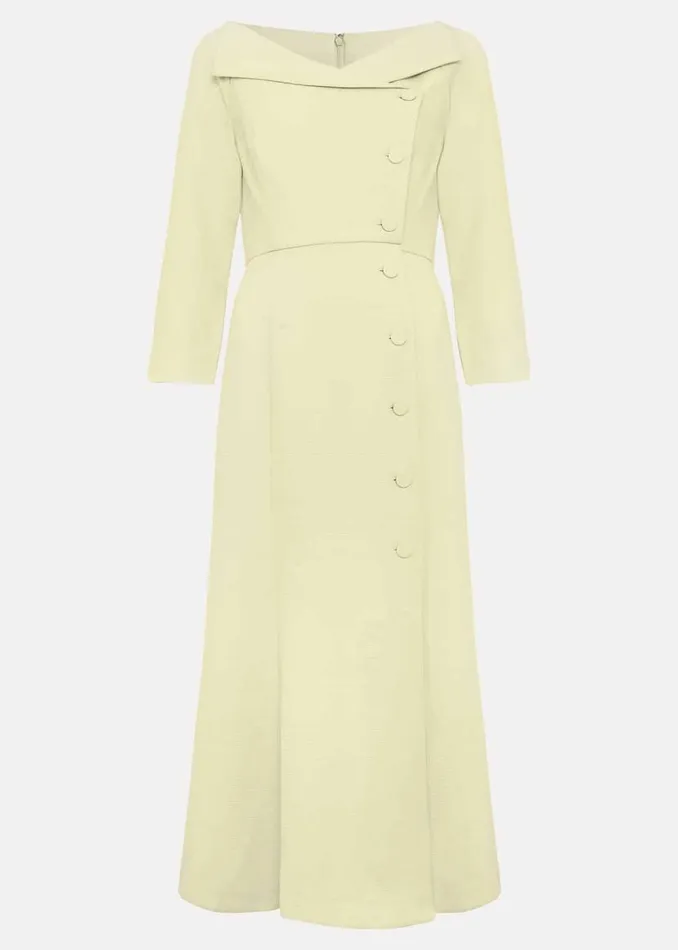 Phase Eight Dresses Sienna Tux Button Midi Dress Pale Yellow 8211 Women
