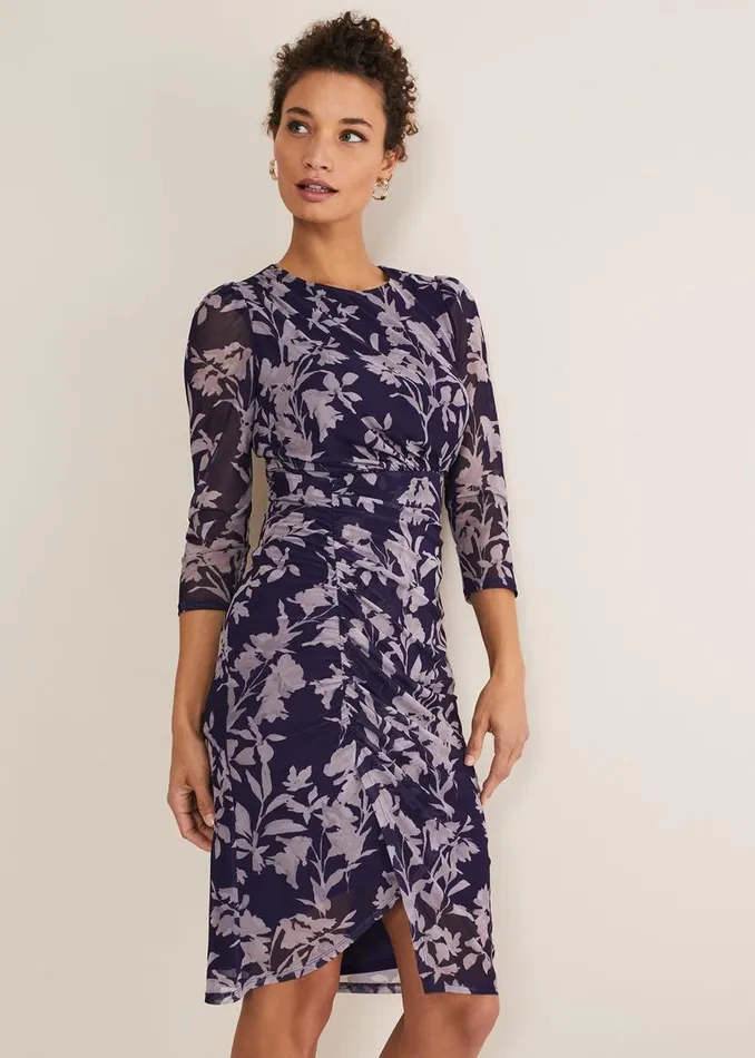 Phase Eight Dresses Vera Floral Midi Dress Lattenavy 8211 Women