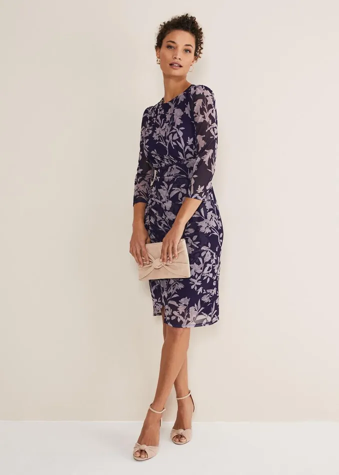 Phase Eight Dresses Vera Floral Midi Dress Lattenavy 8211 Women
