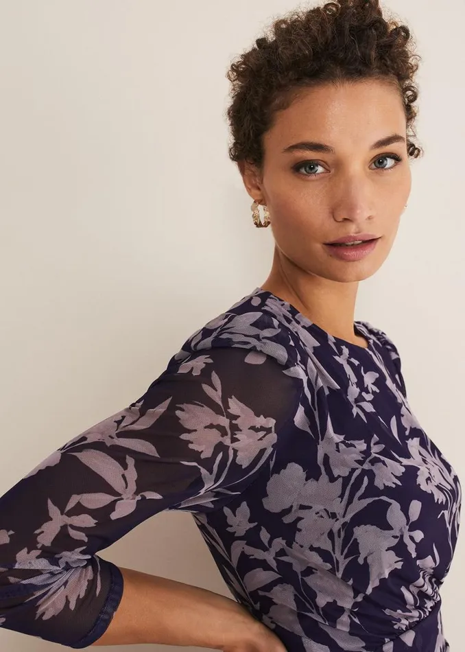 Phase Eight Dresses Vera Floral Midi Dress Lattenavy 8211 Women