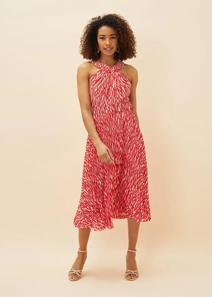 Phase Eight Dresses Yas Abstract Print Halterneck Dress Rednude 8211 Women