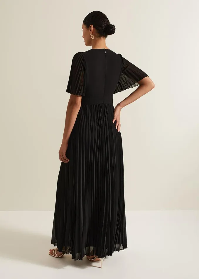 Phase Eight Dresses Yasmina Pleated Maxi Dress Black 8211 Women