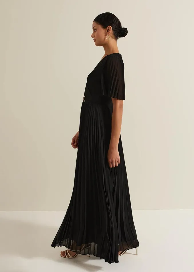 Phase Eight Dresses Yasmina Pleated Maxi Dress Black 8211 Women
