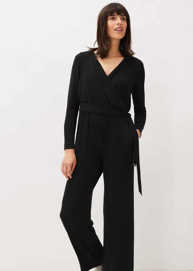Phase Eight Dresses Zarra Wrap Wide Leg Jersey Jumpsuit Charcoal 8211 Women