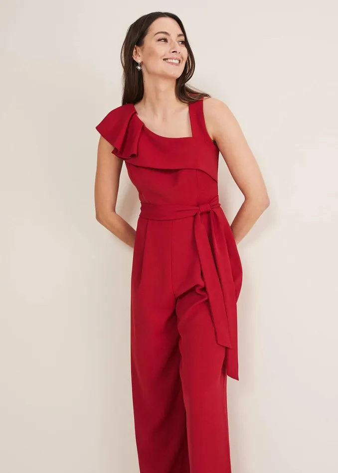Phase Eight Dresses Zelda Belted Jumpsuit Oxblood 8211 Women