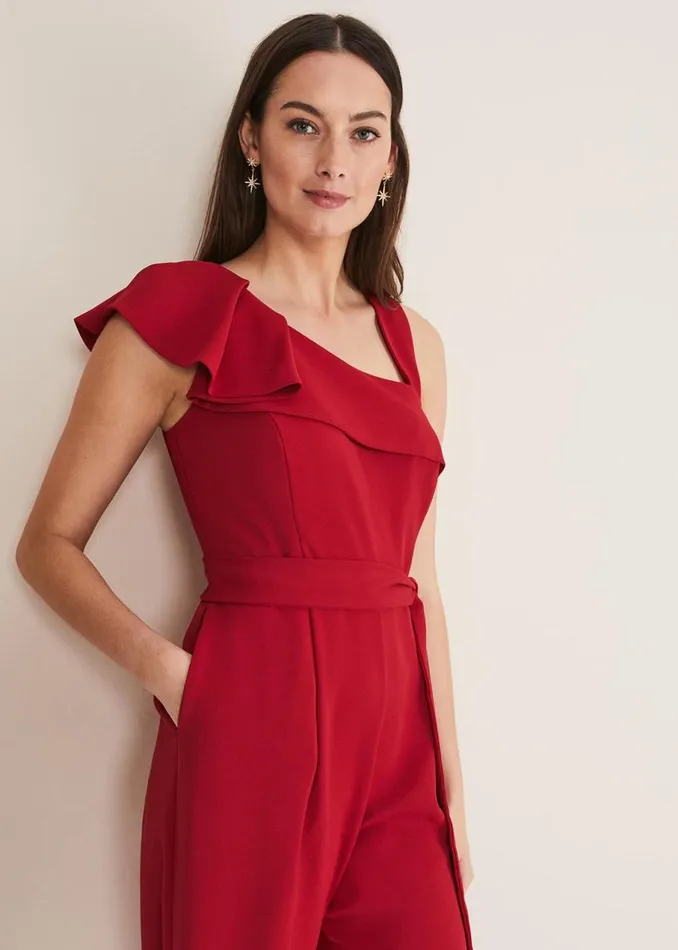 Phase Eight Dresses Zelda Belted Jumpsuit Oxblood 8211 Women