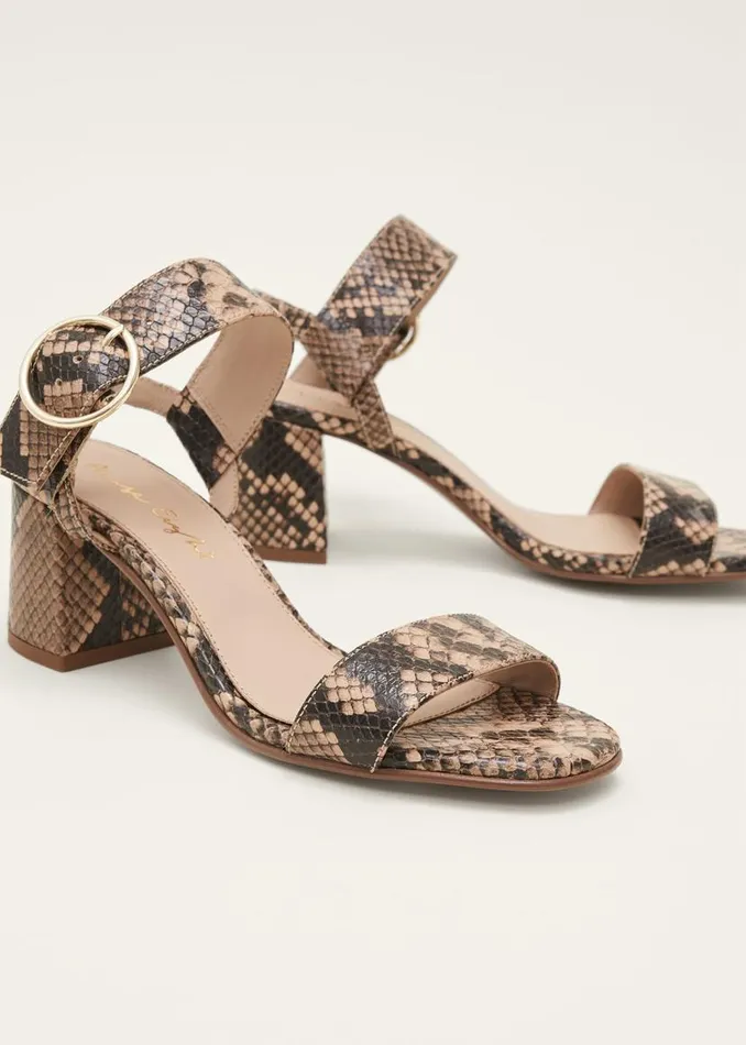 Phase Eight Heels Snake Skin Leather Buckle Sandals Snake 8211 Women