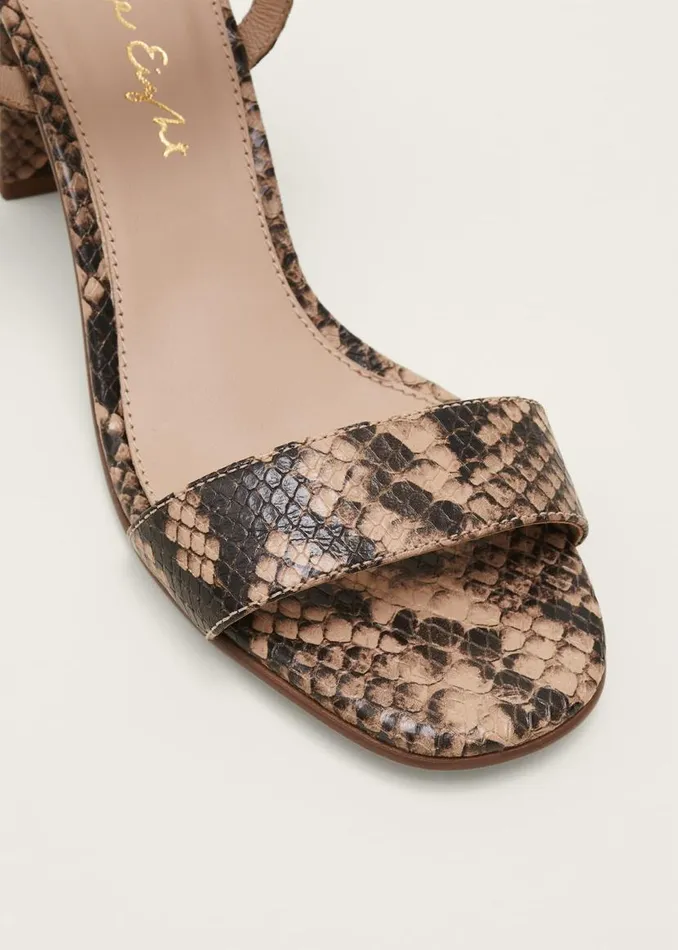 Phase Eight Heels Snake Skin Leather Buckle Sandals Snake 8211 Women