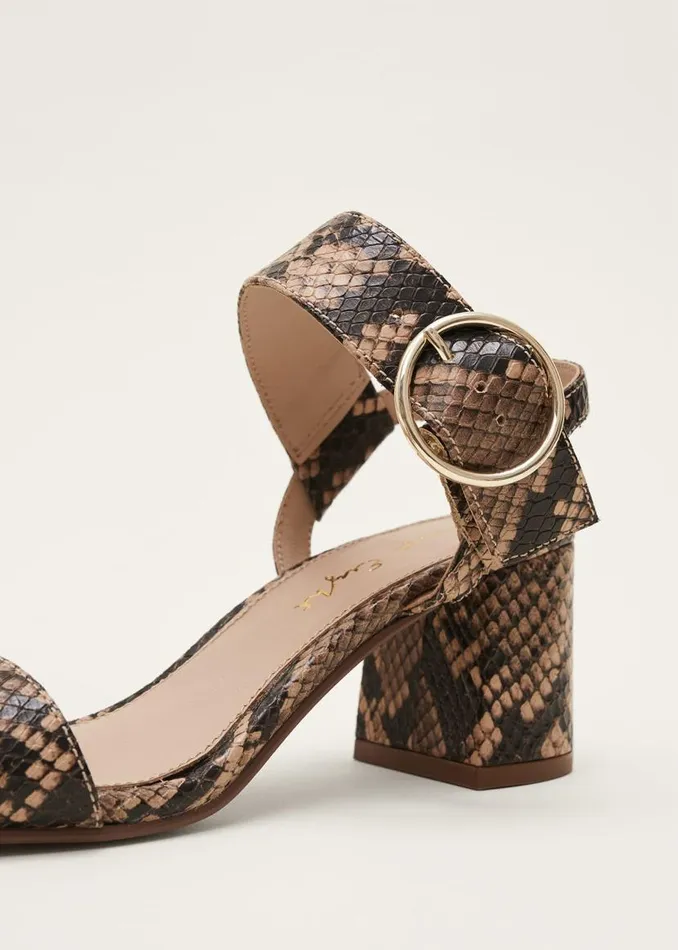 Phase Eight Heels Snake Skin Leather Buckle Sandals Snake 8211 Women