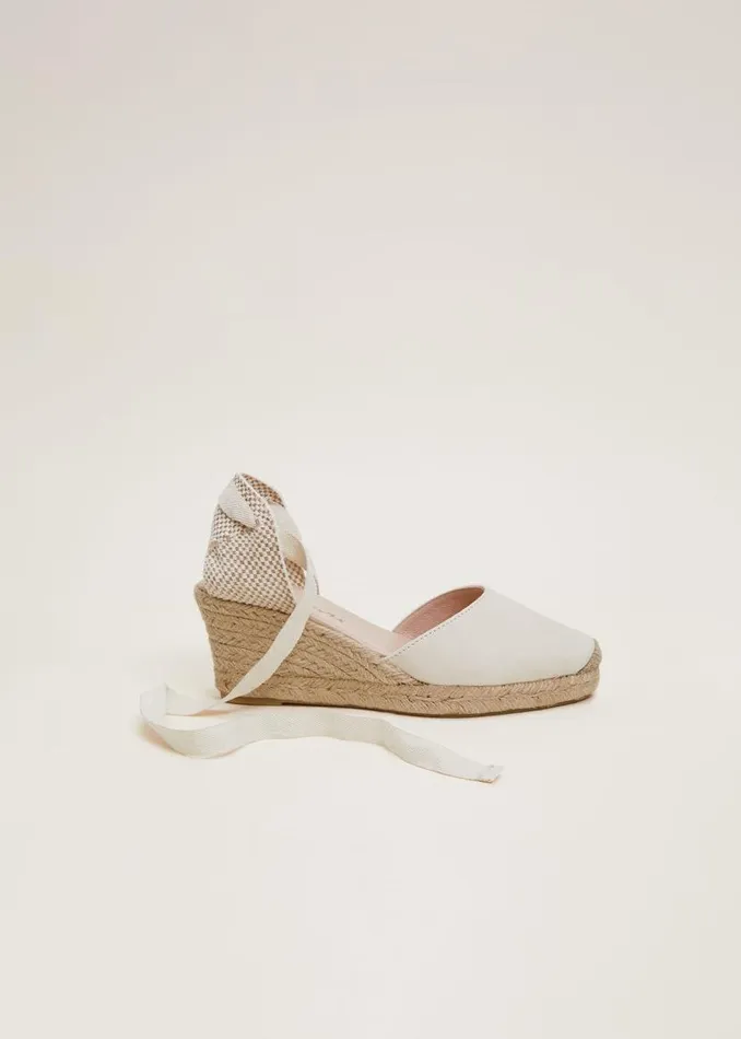 Phase Eight Heels Suede Ankle Tie Espadrille Shoe Ivory 8211 Women