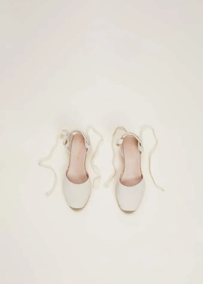 Phase Eight Heels Suede Ankle Tie Espadrille Shoe Ivory 8211 Women