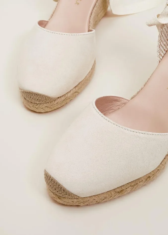 Phase Eight Heels Suede Ankle Tie Espadrille Shoe Ivory 8211 Women