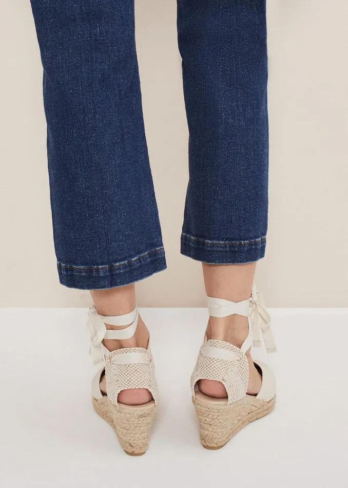 Phase Eight Heels Suede Ankle Tie Espadrille Shoe Ivory 8211 Women