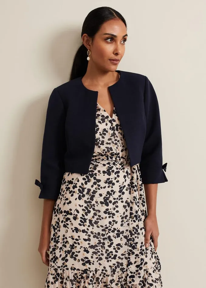 Phase Eight Jackets Petite Zoelle Bow Jacket Navy 8211 Women
