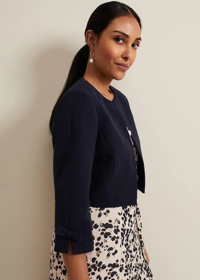 Phase Eight Jackets Petite Zoelle Bow Jacket Navy 8211 Women