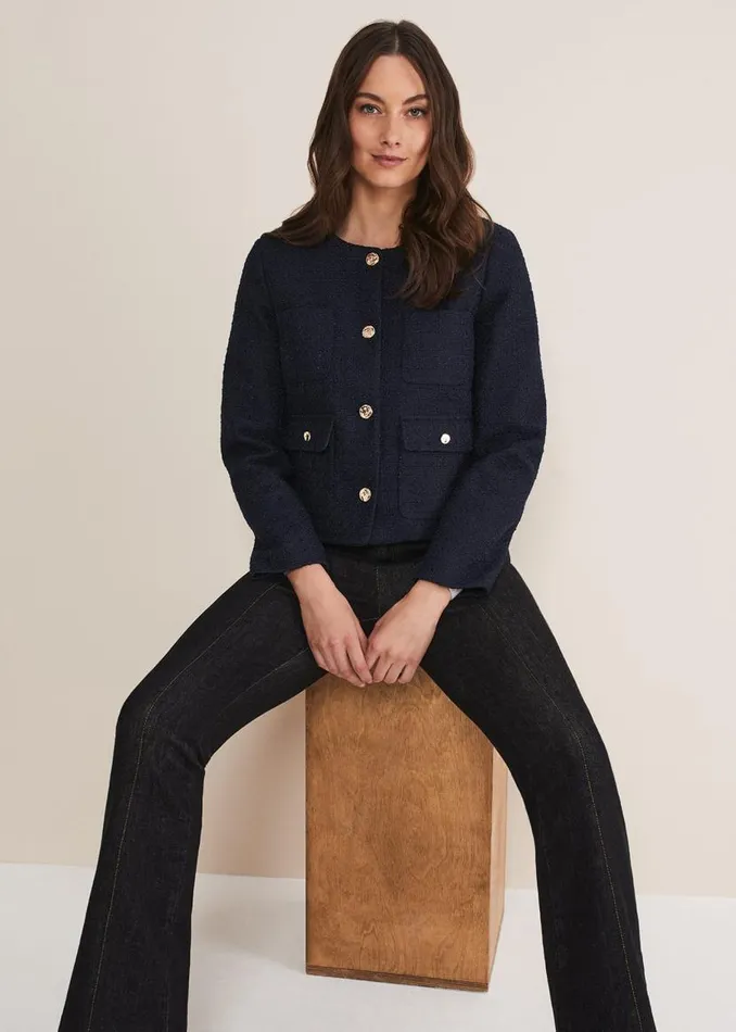 Phase Eight Jackets Ripley Tweed Jacket Navy 8211 Women