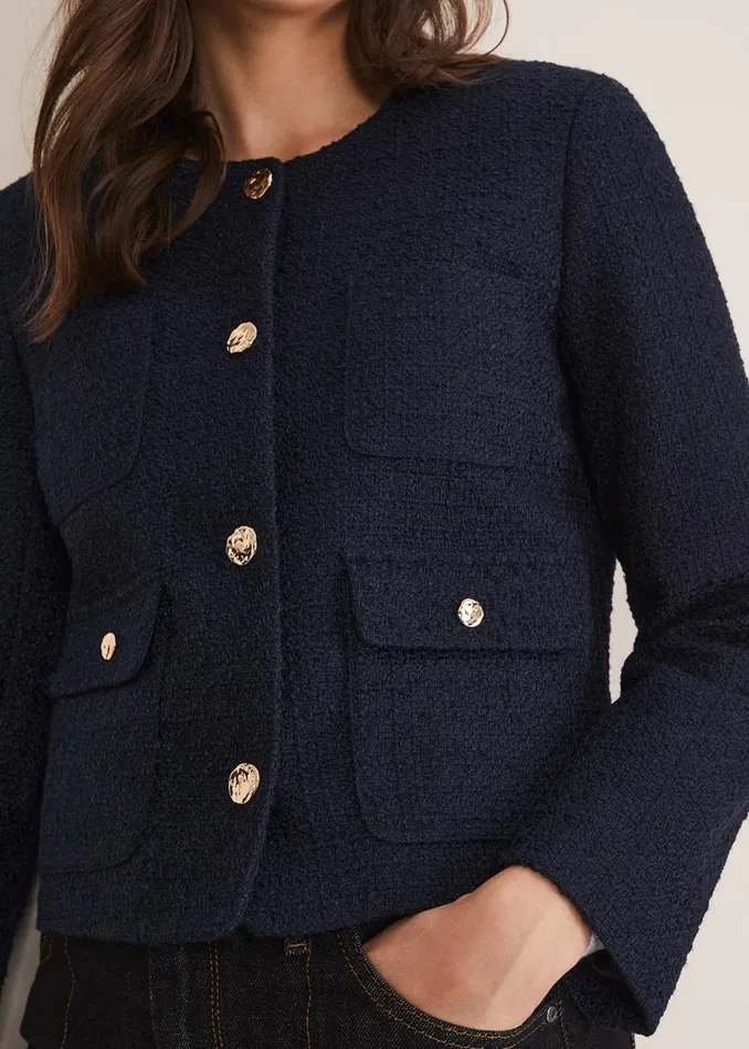 Phase Eight Jackets Ripley Tweed Jacket Navy 8211 Women