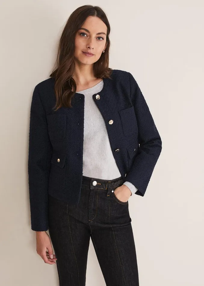 Phase Eight Jackets Ripley Tweed Jacket Navy 8211 Women