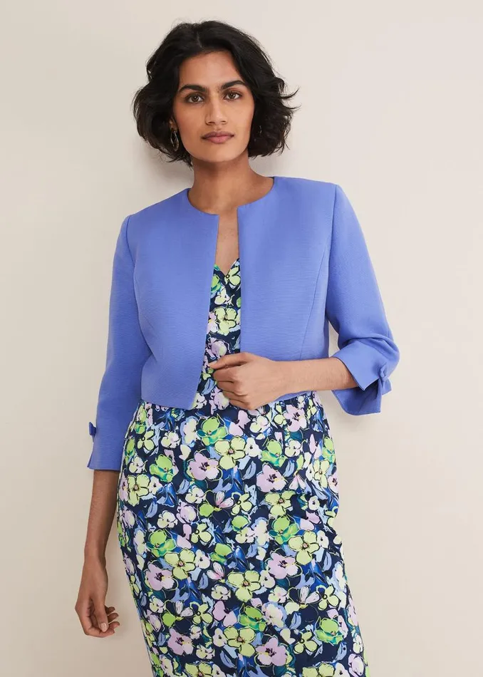 Phase Eight Jackets Zoelle Bow Detail Jacket Foxglove Blue 8211 Women