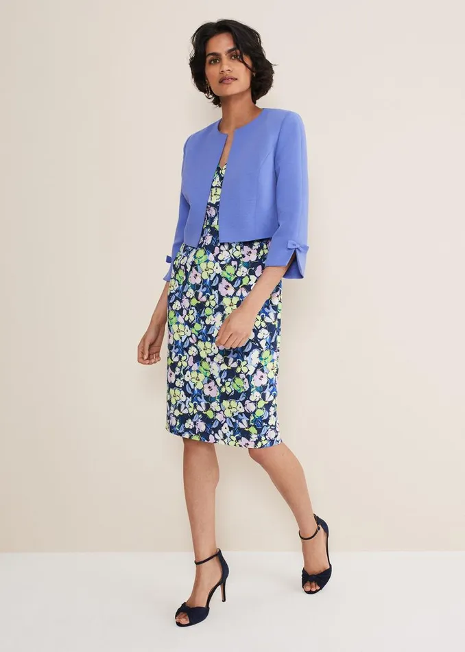 Phase Eight Jackets Zoelle Bow Detail Jacket Foxglove Blue 8211 Women