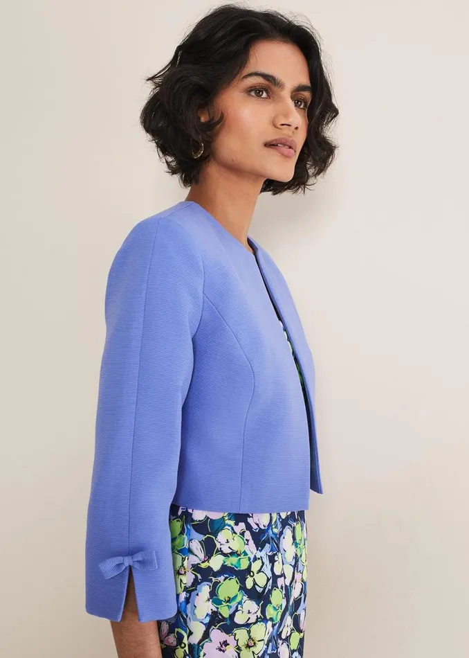 Phase Eight Jackets Zoelle Bow Detail Jacket Foxglove Blue 8211 Women