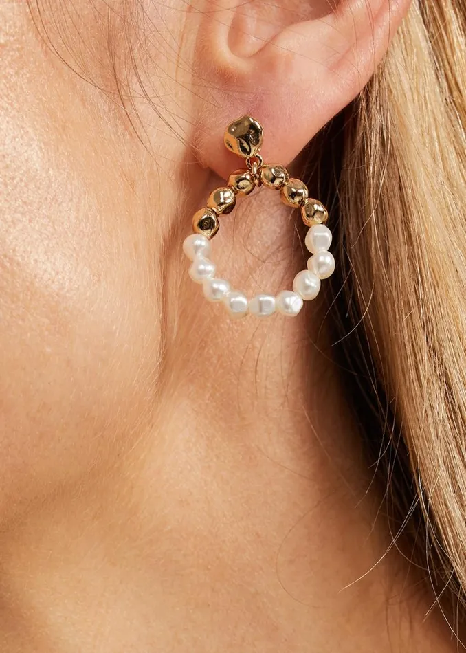 Phase Eight Jewellery Pearl Hoops Gold 8211 Women