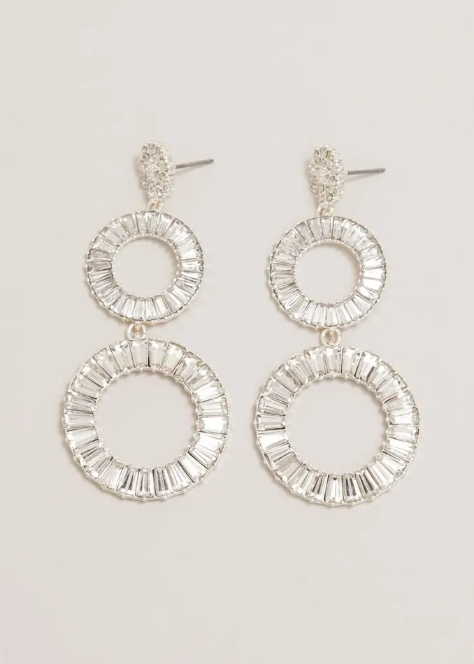 Phase Eight Jewellery Statement Crystal Stone Drop Earrings Silver 8211 Women