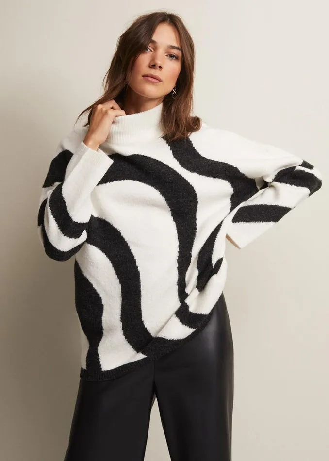 Phase Eight Knitwear Briony Swirl Print Jumper Blackivory 8211 Women