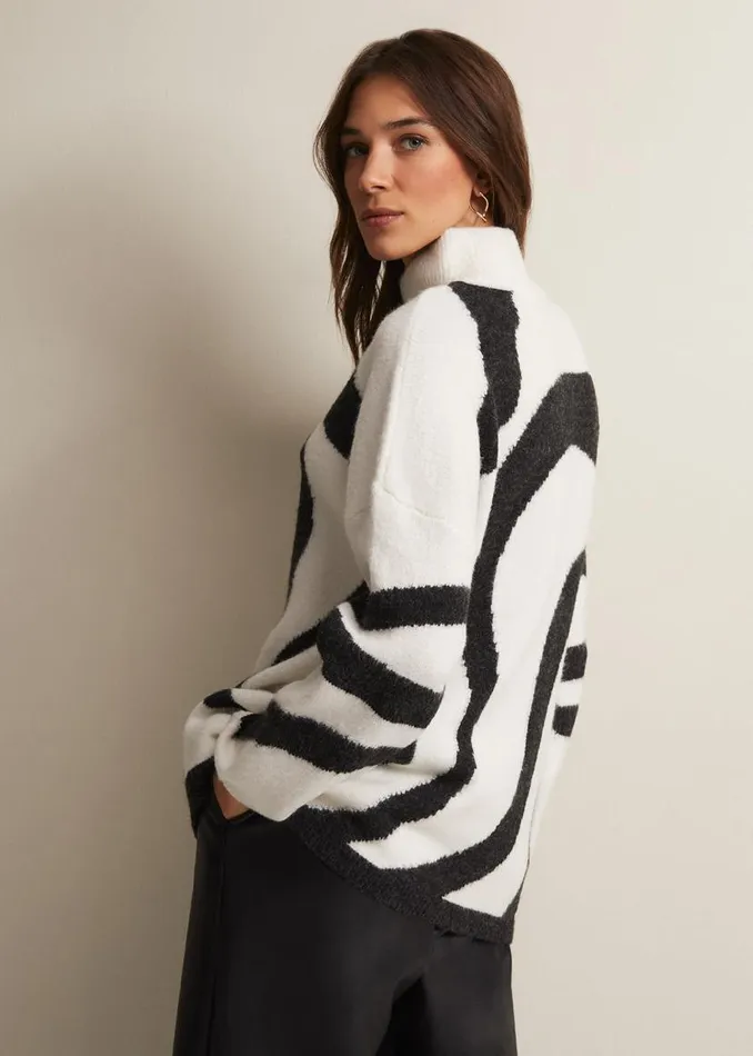 Phase Eight Knitwear Briony Swirl Print Jumper Blackivory 8211 Women