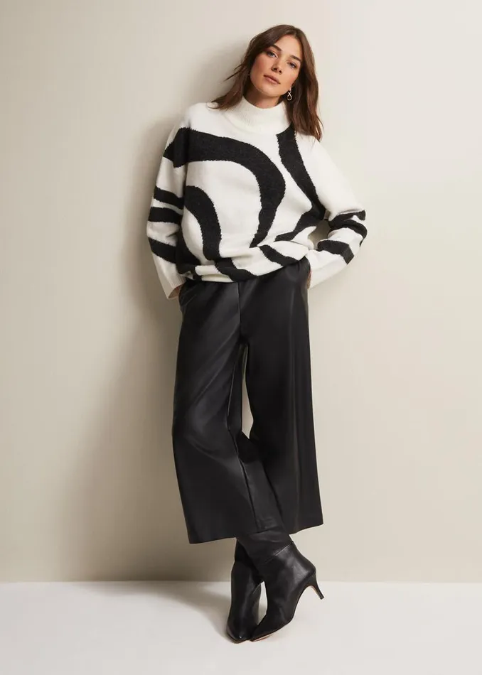 Phase Eight Knitwear Briony Swirl Print Jumper Blackivory 8211 Women