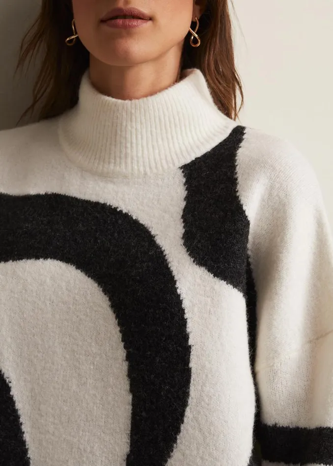 Phase Eight Knitwear Briony Swirl Print Jumper Blackivory 8211 Women