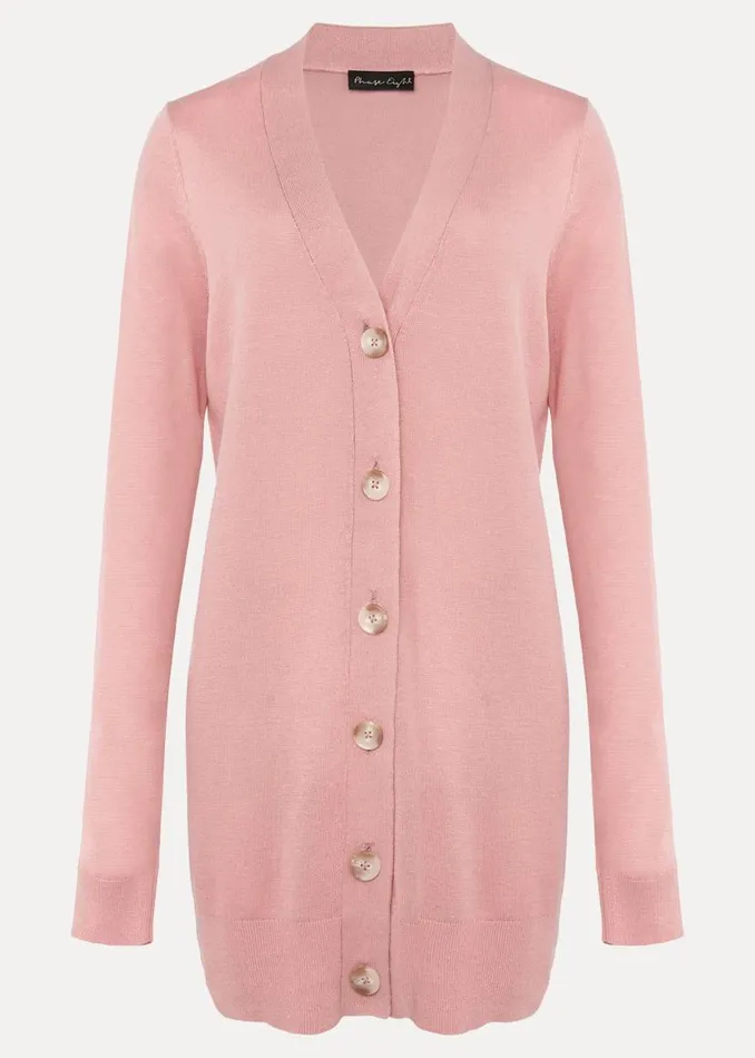 Phase Eight Knitwear Camille Linen Longline Cardigan Pale Pink 8211 Women