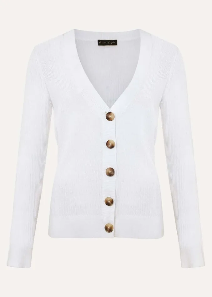 Phase Eight Knitwear Caryl Ribbed Cardigan White 8211 Women