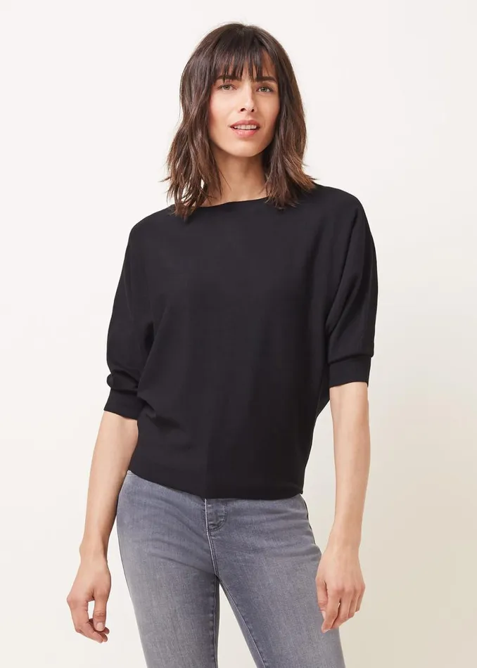 Phase Eight Knitwear Cristine Batwing Fine Knit Jumper Black 8211 Women