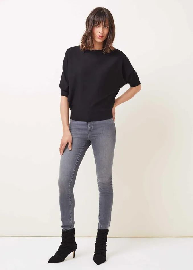 Phase Eight Knitwear Cristine Batwing Fine Knit Jumper Black 8211 Women