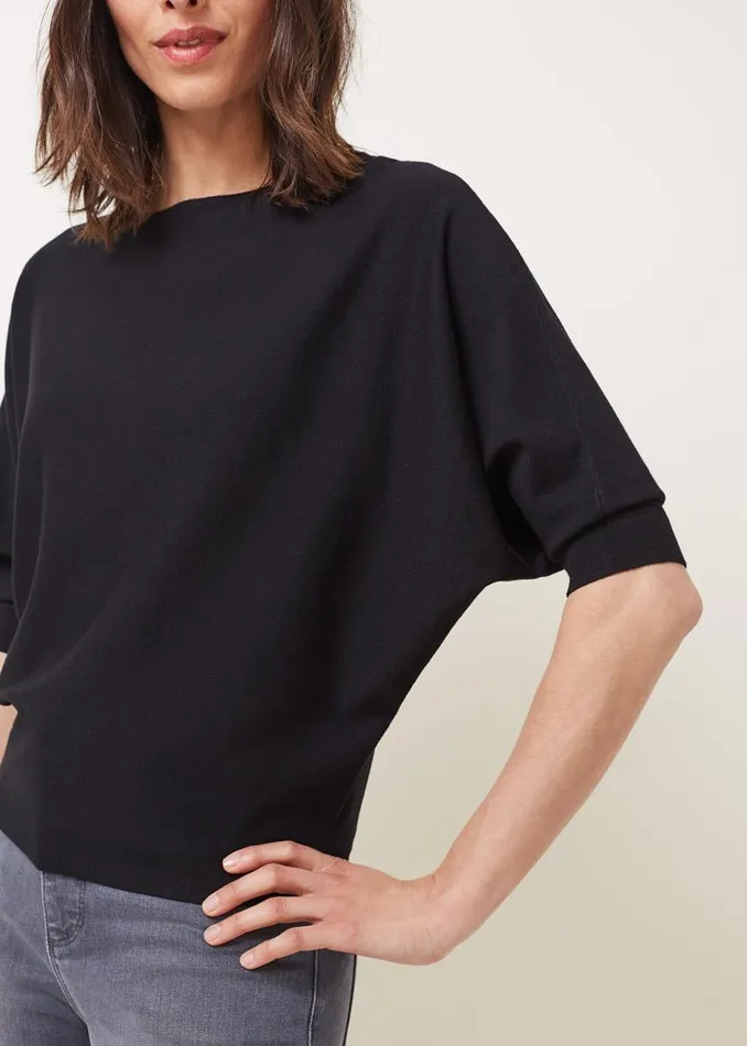 Phase Eight Knitwear Cristine Batwing Fine Knit Jumper Black 8211 Women