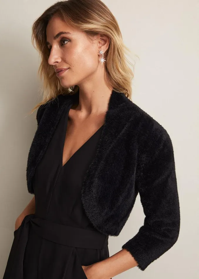 Phase Eight Knitwear Fay Fluffy Bolero Black 8211 Women