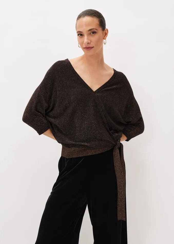 Phase Eight Knitwear Harper Wrap Knit Top Bronze 8211 Women