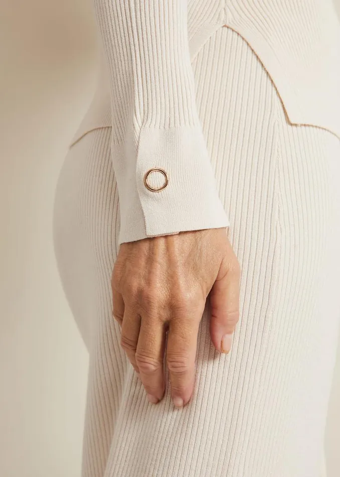 Phase Eight Knitwear Irina Ribbed Button Detail Knit Top Ivory 8211 Women