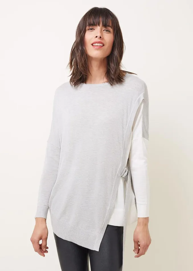 Phase Eight Knitwear Karina DRing Colourblock Fine Knit Jumper Greyivory 8211 Women