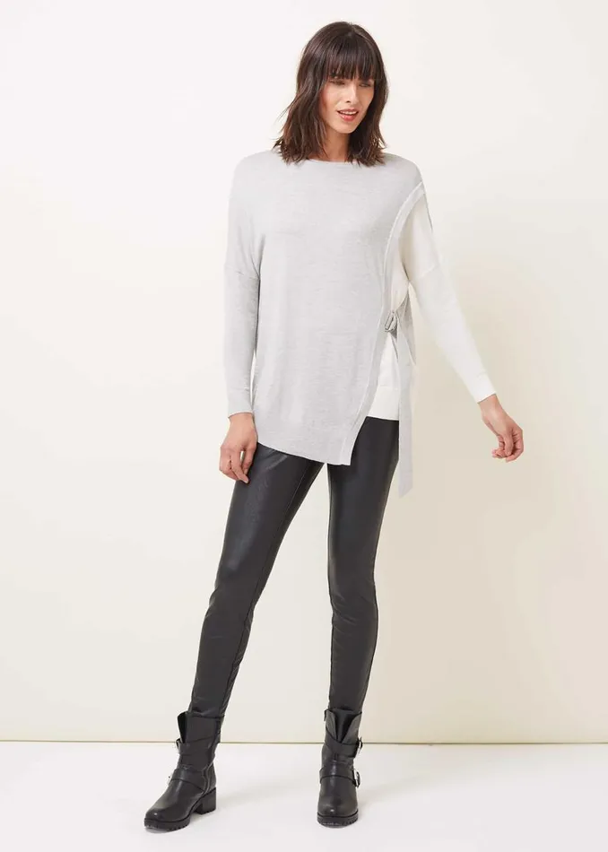 Phase Eight Knitwear Karina DRing Colourblock Fine Knit Jumper Greyivory 8211 Women Phase Eight Knitwear Karina DRing Colourblock Fine Knit Jumper Greyivory 8211 Women